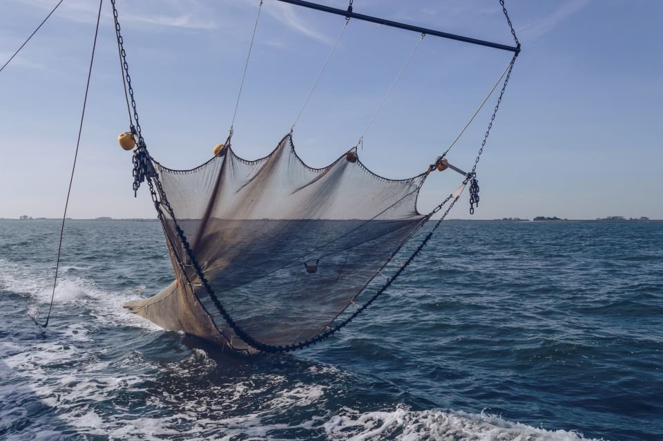 Trawler net on commercial fishing boat