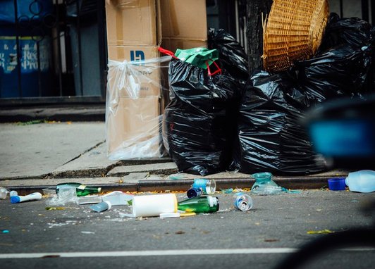 Street litter and garbage bags