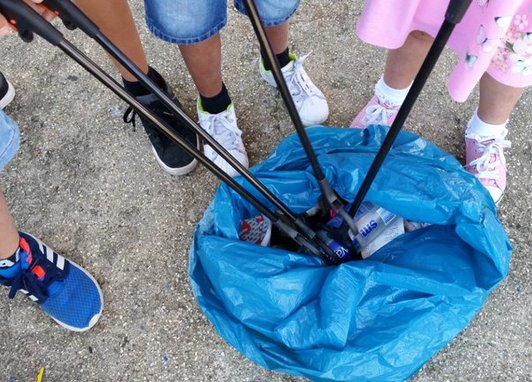 This image shows a community litter picking activit