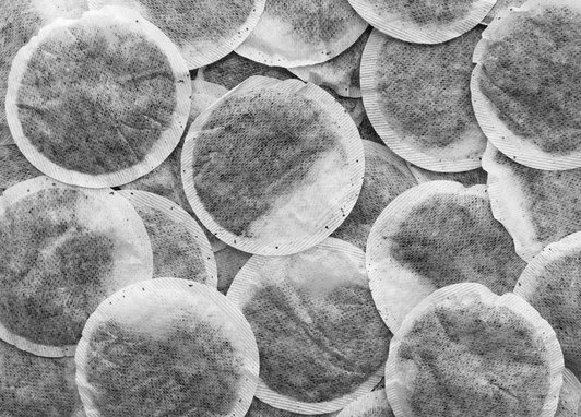 A top down view of multiple teabags