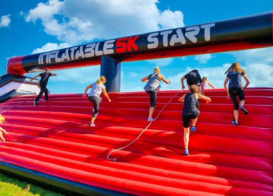 Participants at the inflatable 5K track