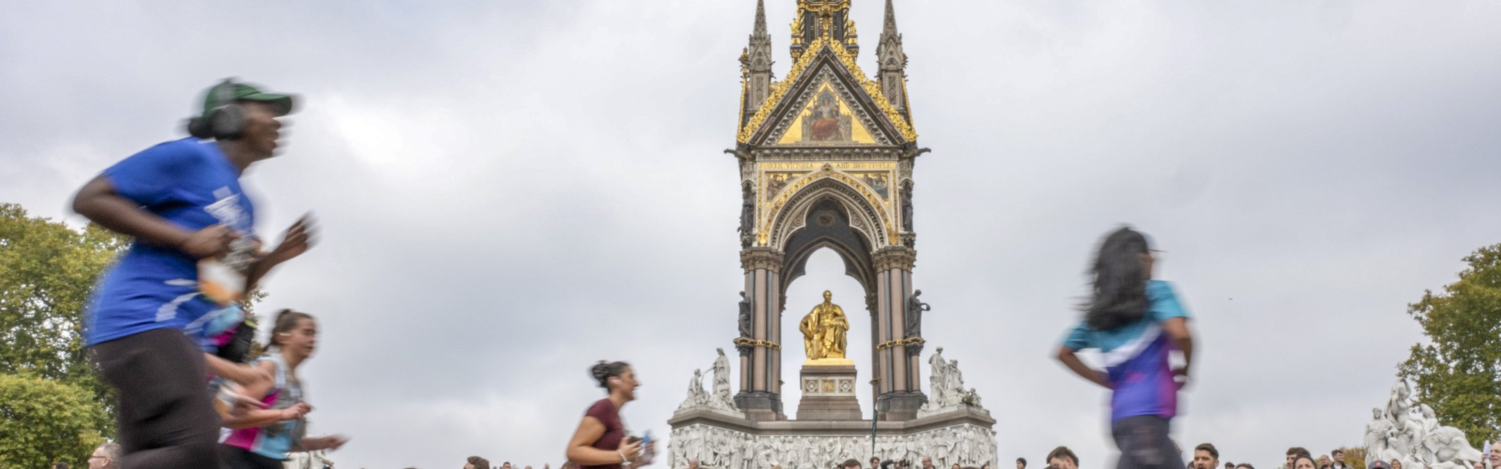 Runners are photographed going past a London landmark as part of the London Parks half marathon.