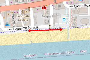 Map showing Sandgate Parade Road to car park