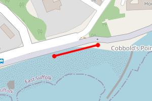 Map showing Felixstowe -  South From Cobbolds Point to Spa Pavilion