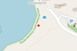 Map showing Pwll Gwaelod Beach