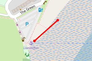 Map showing Llansteffan Beach