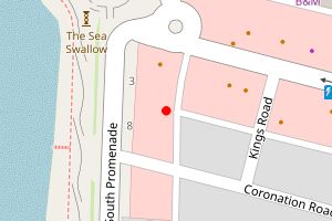 Map showing Cleveleys to Rossall Hospital