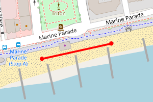 Map showing Worthing Beach - Steyne Gardens