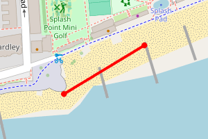 Map showing Worthing Beach - Splash Point Beach East