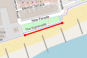 Map showing Worthing Beach New Parade