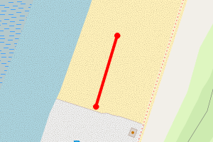Map showing Uphill Beach - north links road