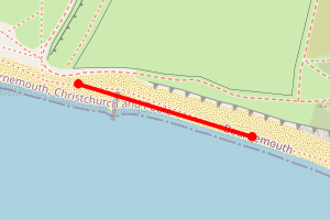 A map showing the Hengistbury Head (Middle) beach stretch plotted on it