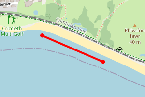 Map showing East of Moranedd 'golf course'