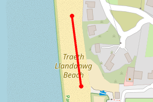 Map showing Llandanwg Beach