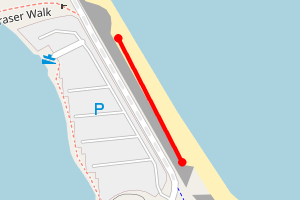 A map showing the New Brighton beach beach stretch plotted on it