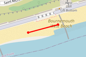 Map showing Bournemouth Beach - West Undercliff