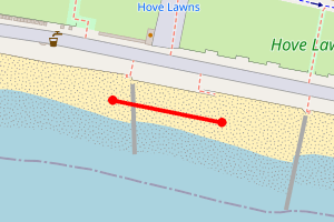 Map showing Hove Lawns