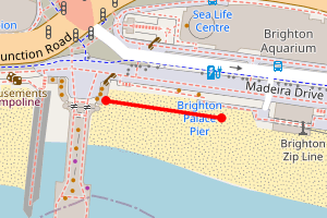 Map showing Brighton Pier