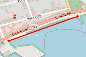Map showing Ullapool East Shore Beach