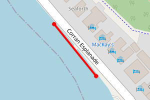 Map showing Corran Esplanade North (twds war memorial)
