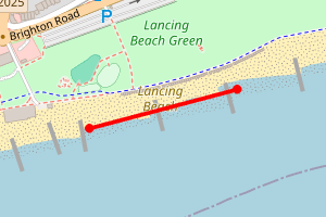 Map showing Lancing beach