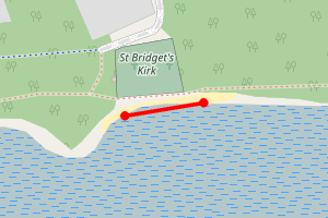 Map showing St Bridget's Kirk