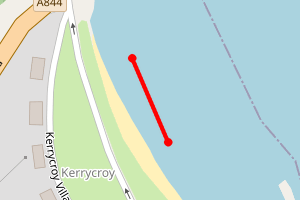 Map showing Kerrycroy beach  - mid to north end.