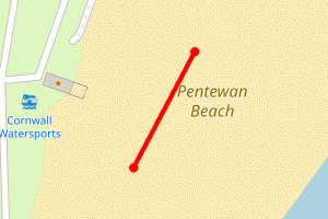 A map showing the Pentewan beach stretch plotted on it