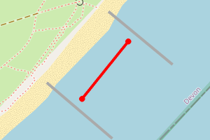 Map showing Dawlish Warren, groyne 7 to 8