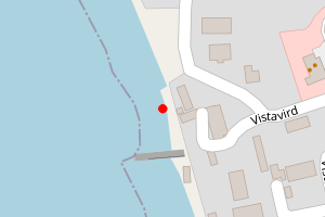 Map showing Brae Beach below Frankies Fish & Chip Shop, Brae