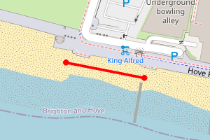 Map showing Hove King Alfred Leisure Centre
