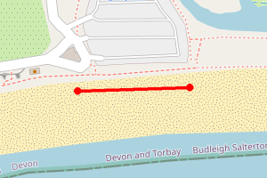 A map showing the Budleigh Salterton: Lime Kiln beach stretch plotted on it