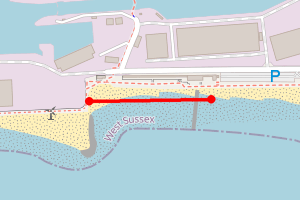 Map showing Southwick Beach Carat's Cafe