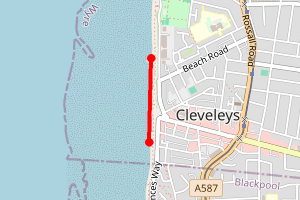 Map showing Cleveleys Jubilee Beach