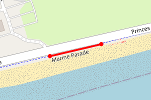 Map showing Hythe Beach