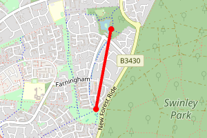 Map showing RIVER The Bull Brook, Bracknell, Horndean Road
