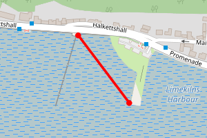 Map showing Limekilns Car Park beach