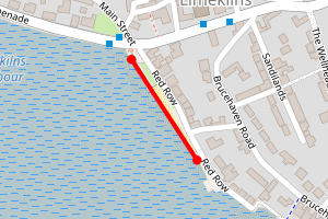 Map showing Limekilns Red Row Beach (East of Pier)
