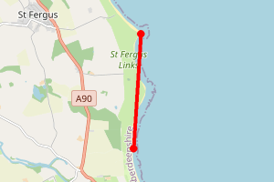Map showing Cuttie Burn Beach