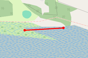 Map showing Orwell estuary beach - Gun Towers to Mansbrook Grove