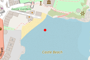 Map showing Castle Beach, Tenby