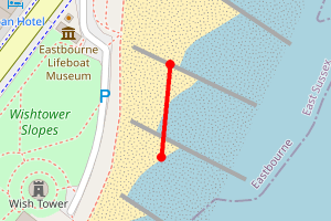 Map showing Eastbourne Wish Tower