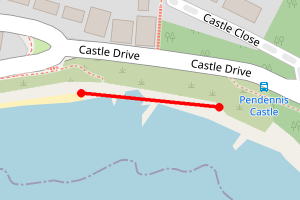 Map showing Castle Beach