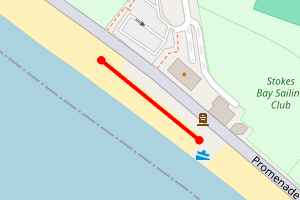Map showing Stokes Bay - opposite Pebbles Beach cafe