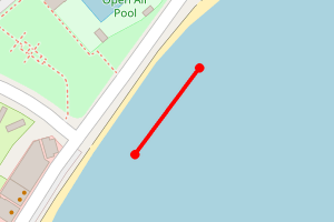 Map showing Cowie - Beach Road