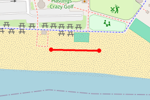 Map showing Hastings nr Crazy Golf