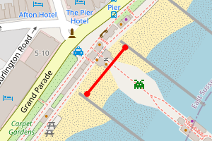 Map showing Eastbourne Pier, near the junction of Cavendish Place and Elms Avenue