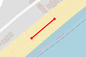 A map showing the Pagham Beach beach stretch plotted on it
