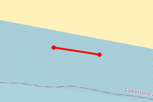 A map showing the Galloways, Lydd Ranges beach stretch plotted on it