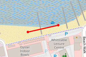 Map showing Whitstable, Tankerton Beach